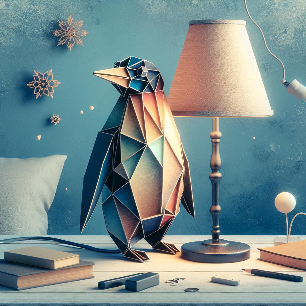 Lampe de chevet Pingouin origami